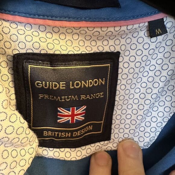 Guide London Men's Polo Shirt Medium Small Preppy Hipster Modern Button Blue - Picture 4 of 6